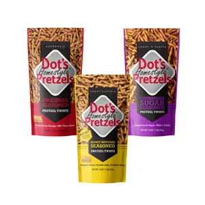 Dot's Pretzels Bundle Pack Original, Honey Mustard, and Cinnamon Sugar Seasoned Pretzel Twists, Healthy Kids Snacks, Grocery Sized Bags (3 Pack)
