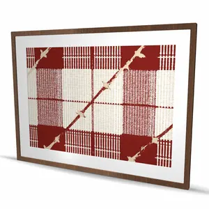 212 MAIN Red Square Beige Framed Matted Decorative Artwork - 36x48 in. Modern Abstract Print, Home Decor Wall Supplies, Ideal Gift