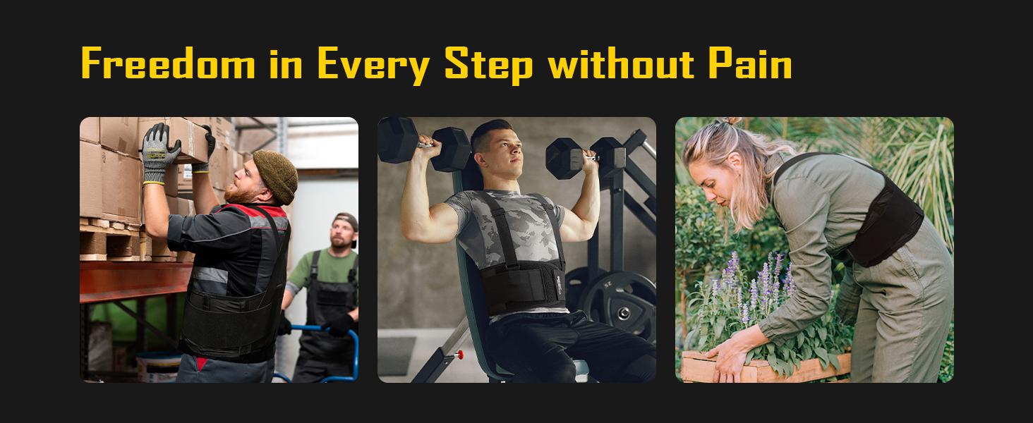 COOLJOB Expert Back Brace for Lower Back Pain Relief, Powerful Lumbar Support with 3D Foam Pad and Elastic Shoulder Strap, Breathable Adjustable Support Belt