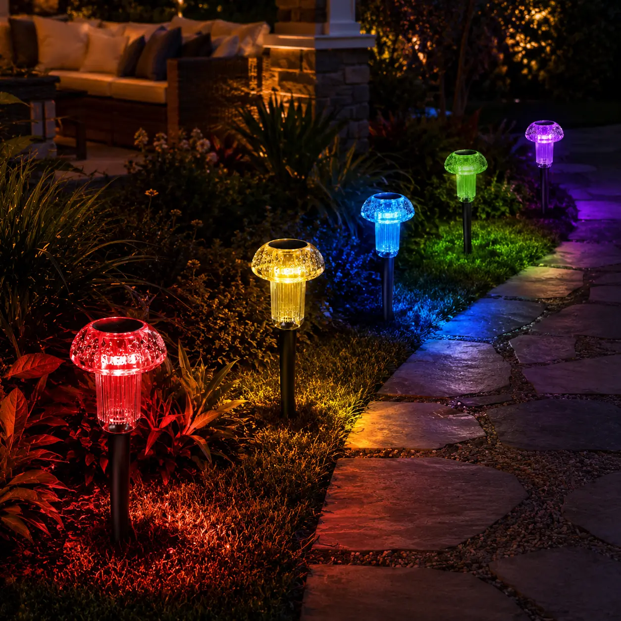 Cozy-Pavilion solar-powered atmosphere light [10-second installation] - |RGB lighting effect| IP55 waterproof | solar-powered eco-friendly | wireless layout |, perfect for courtyard decoration, outdoor camping, festive atmosphere, and various other scenes