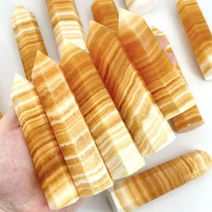 【Higher Crystal】1 count  Stunning Honey Calcite Towers | Unique Crystal Decor | Golden Healing Crystal Points