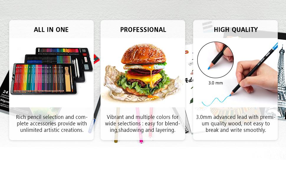 Shuttle Art-103/116/124 Pack Drawing Pencils Set, Sketching and Drawing Art Set with Colored Pencils, Sketch and Graphite Pencils in Portable Case, Drawing Supplies for educational, Adults and Artists,coloring book Shuttle Art-103/116/124 Pack Drawing Pencils Set, Sketching and Drawing Art Set with Colored Pencils, Sketch and Graphite Pencils in Portable Case, Drawing Supplies for educational, Adults and Artists,coloring book