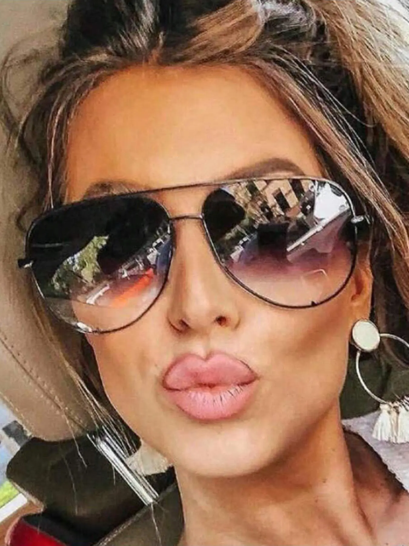 Unisex Simple Style Solid Color Sunglasses, Trendy Casual Aviator Frame Sunglasses for Everyday Use, Fashion Accessories for Outdoor Activities, Street Style Shades