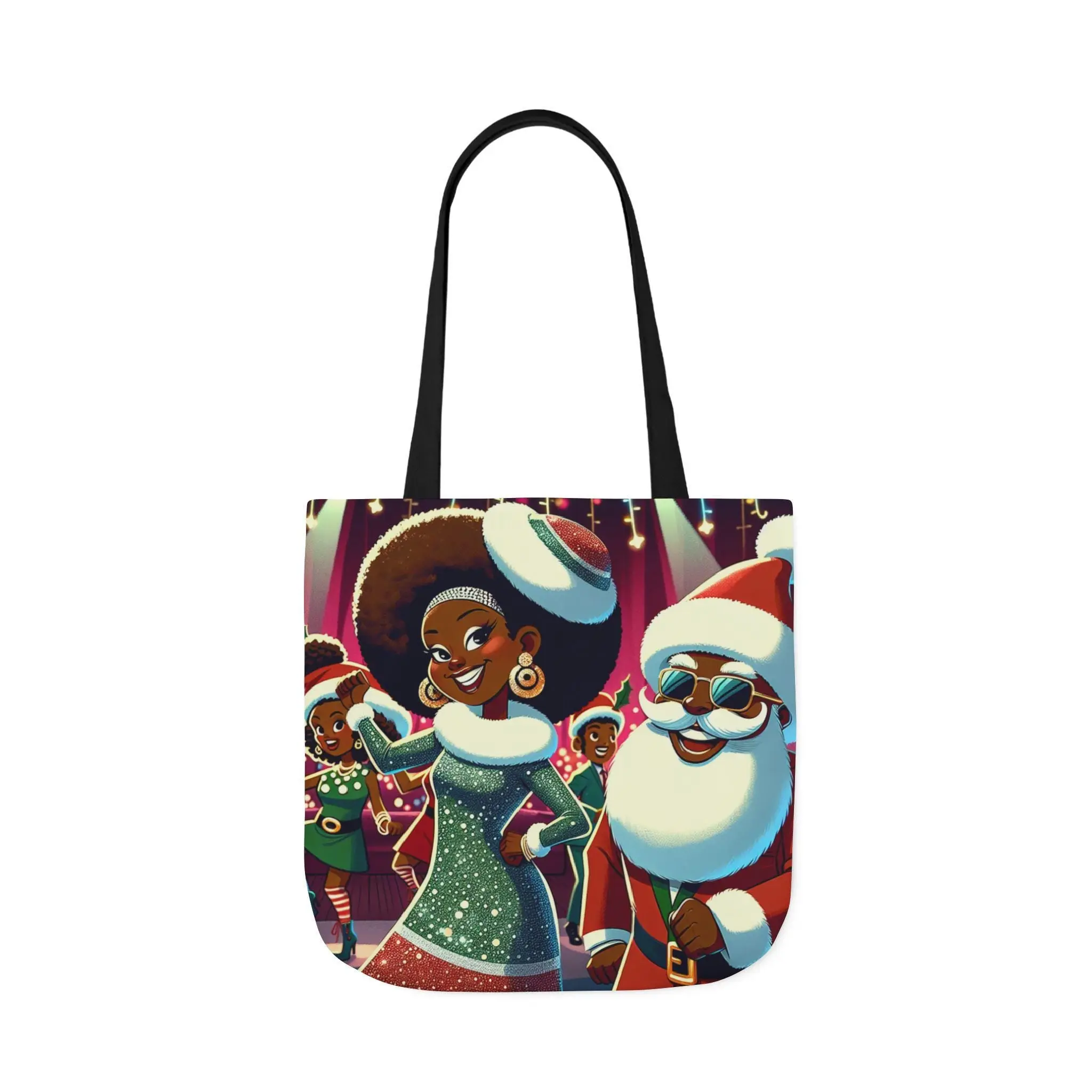 Santa & Mrs. Claus Disco Christmas Canvas Tote Bag
