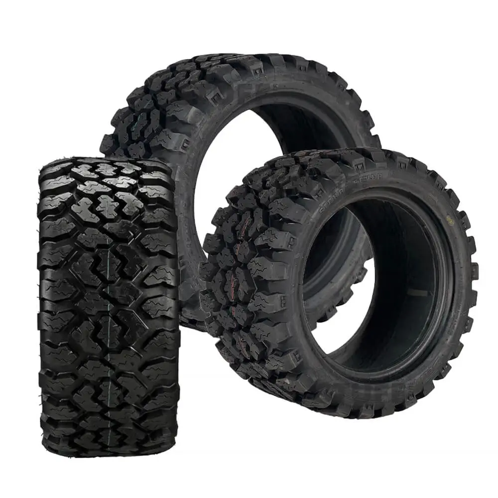 Sierra Rover Heavy-Duty Steel Belted Radial All-Terrain Golf Cart Tires - All-Seasons, Road Noise Reduction, Side Blocks, Tread Block, Multi-Size for 12" & 14" Golf Cart Wheels