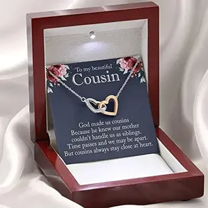 To My Beautiful Cousin Interlocking Hearts Necklace Message Card, Gift for Cousin, Cousin Necklace, Cousin's birthday, Graduation, Christmas, Anniversary, Holiday God made us cousins