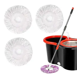 3PCS Microfiber Replacement Mop Head Spin Mop Head Replacement 3-Pack, Microfiber Refill Heads Universal for 360 Spin Magic Mopping, Round Shape Standard Size White