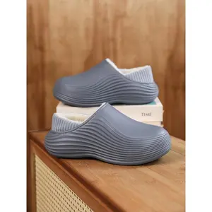 Unisex warm cotton slippers, waterproof EVA material, for indoor and outdoor use, comfortable fleece lining, medium width