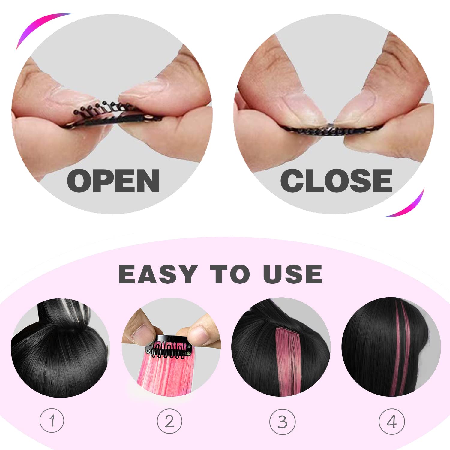 1PC Smoke Pink Hairpieces Colored Hair Extensions Clip in/on for America Girls and Women Wig Pieces Princess Party Highlight (Light Pink)