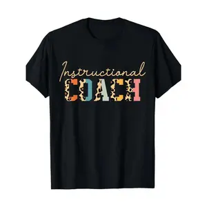 Men'S & Women'S 180gsm Heavyweight 100% Coach Appreciation T-Shirt - Elegant Crew Neck Short Sleeve with Leopard Print Lettering & Geometric Pattern, Soft Casual Unisex Shirt for Instructors, Coaches, Teachers - All-Season Crewneck Menswear Tshirt