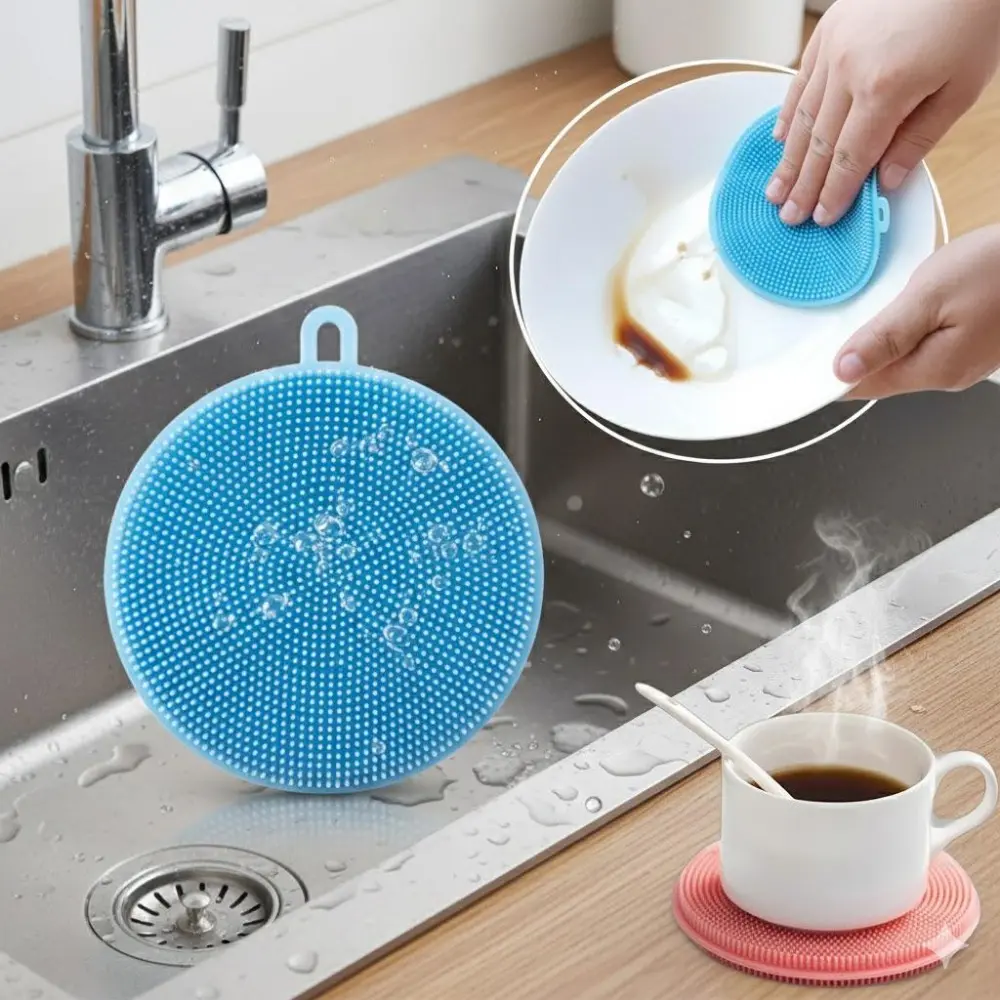Upgraded Silicone Dish Scrubber Eco-Friendly Kitchen Cleaning Tool Gentle on Cookware High Temperature Resistant Replaces Sponges Perfect for Washing Dishes Pots Fruits Veggies Must Have Home Dorm Essential