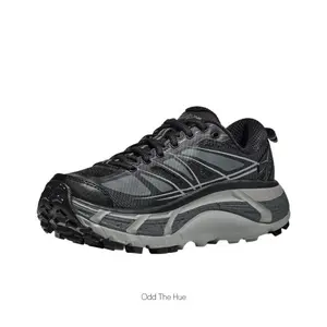 Black and Gray Colorblock Breathable Mesh Trail Running Shoes with Thick Cushioned Midsole and Anti-Slip Rubber Outsole