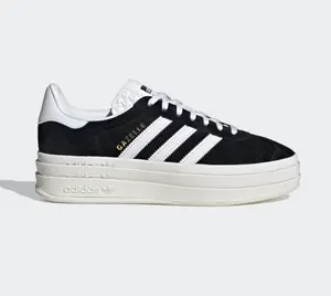 adidas Women's Gazelle Bold Shoes Core Black / Cloud White SKU: HQ6912 Trainer Casual Sneaker Women Sneakers for Women Running Shoes Gym Shoes Womens Trainers Soccer Casual Shoes