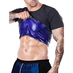 2025 Improved Men's Crew Neck Pullover Violently Sweat Short Sleeve-Upgrade Odorless Cloth-Men's Sauna Clothes Shirt-Heat Absorption Sweat Absorption Compression Vest, Shapewear Top, Gym Sports Multifunctional Shapewear Jacket
