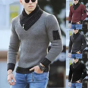 New autumn and winter men's casual retro knitted sweater wool high neck sweater oversized 2025 Korean men's warm cotton pullover sweater knitted men's clothing