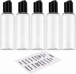 5 Pack 3.4 Oz Travel Bottles for Toiletries TSA Approved Leakproof Plastic Empty Travel Size Bottles Containers with Labels DNSEN