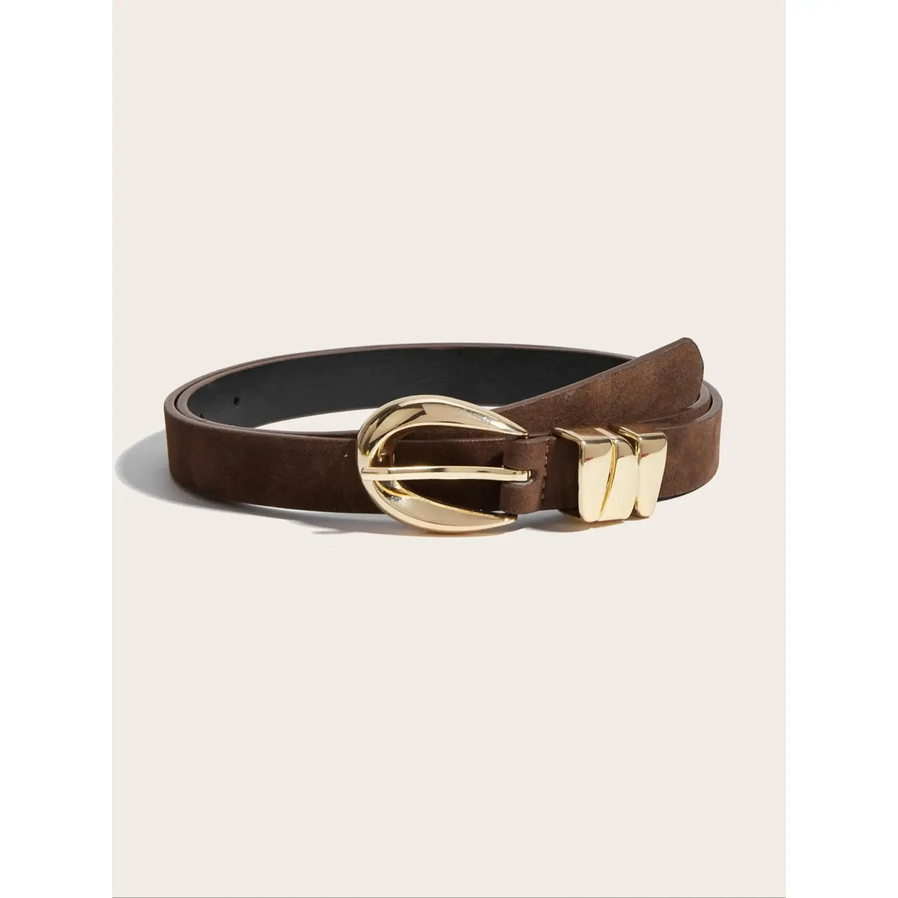 Coffee Color Women's Belt, Elegant Buckle, Plain Velvet Waistband, Casual Trendy Waistband, Perfect for Dresses, Jeans, Sweaters, Coats
