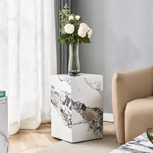 【GOOGREAT】Modern white MDF + sticker material, cube fashion texture design coffee table, suitable for various situations and scenes, is a good choice for home decoration.
