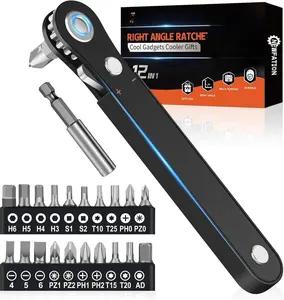 Ratcheting Right Angle Screwdriver – Cool EDC Gift for Men, Dad, Husband, Handy Tool