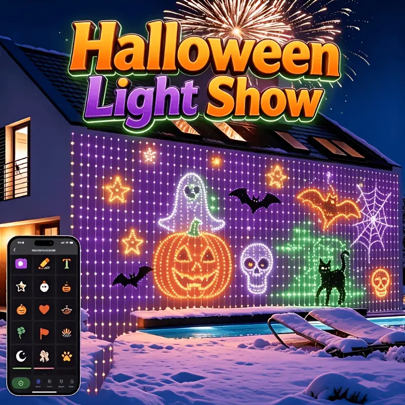 Smart RGB Curtain Lights App-Controlled with Music Sync & USB-Powered LED Color-Changing  String Lights Suitable for Party Backdrop Decorations, for, for Events, for RGB, USB-Powered for /Outdoor Use