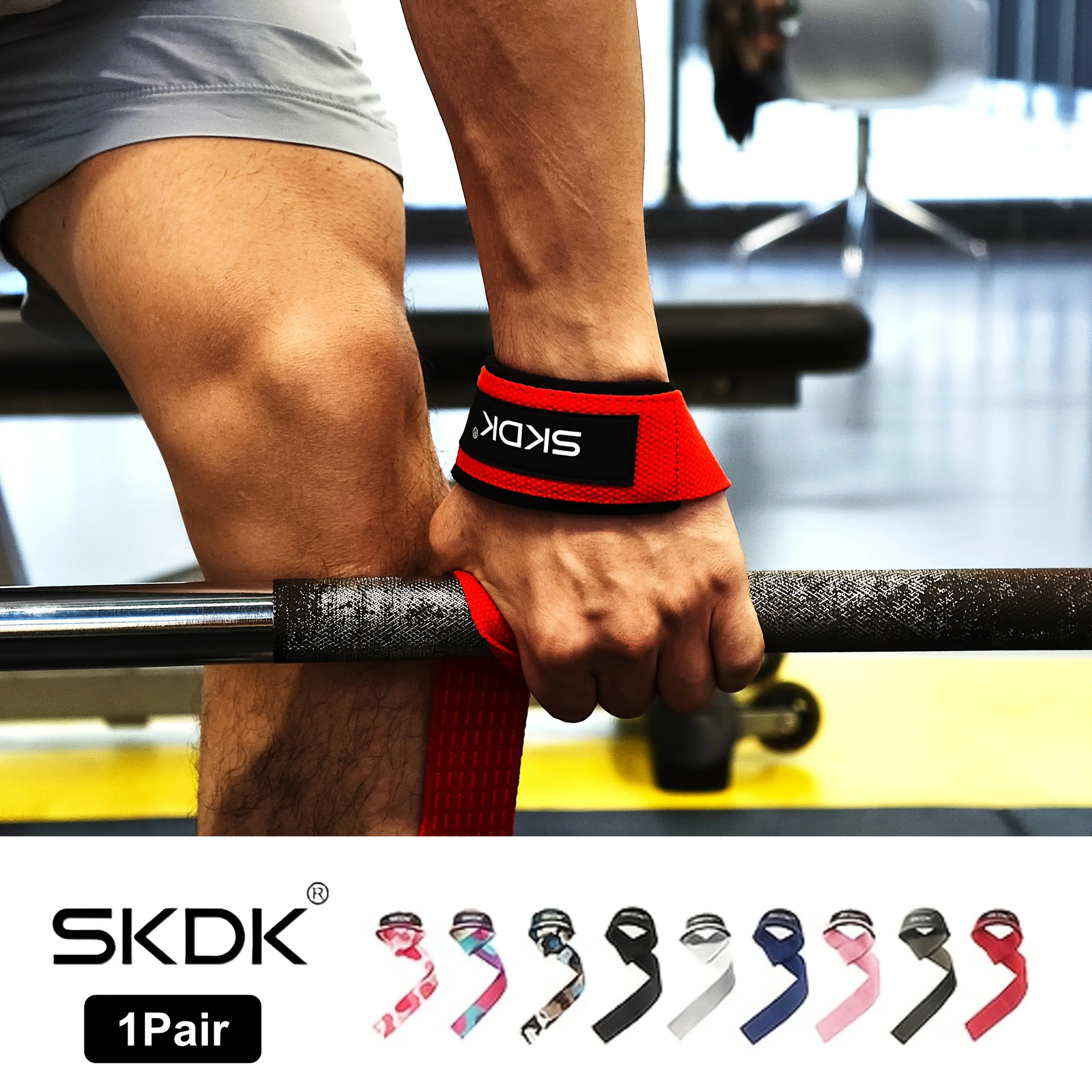 SKDK Weightlifting Straps (1 Pair) - Padded Neoprene Wrist Cushion, Durable Polyester, All Seasons, Gender Neutral Lifting Sports Wristbands for Deadlift, Gym Workouts, Withstands Rigorous Use for Adult Enthusiasts, Neoprene Pad, Unisex Fit