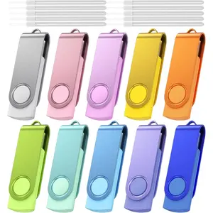 Kepmem 10Pack 16GB USB 2.0 Flash Drives Bulk Memory Stick Swivel Thumb Drives 16 GB for Universal Data Storage at and Office for Storing Photo/Video/Music/File by