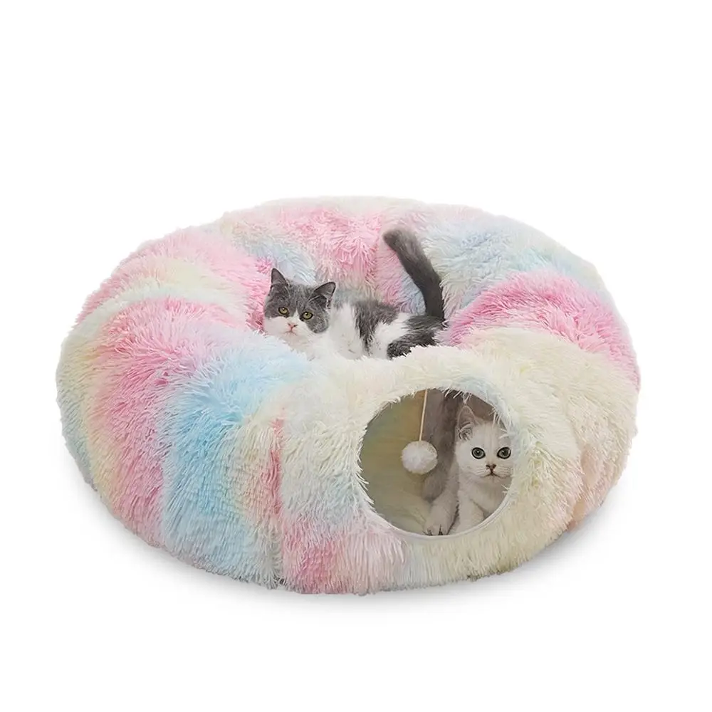 Winter Warm Pet Bed, Summer Cat Tunnel Bed with Middle Mat, Large Playground Toys, Soft Material Plush Pet Toy, Full Moon Shaped Warm Dog Kennel, Pet