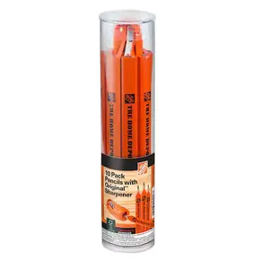 10-Pack Carpenter Pencils with Included Sharpener for Office Stationery, Writing & Correction Tools Needs