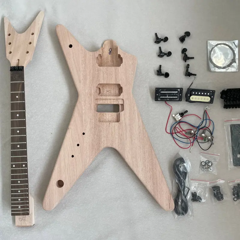 Left Hand Diy Electric Guitar Kit Dimebag ML Style Mahogany Body Rosewood Fretboard
