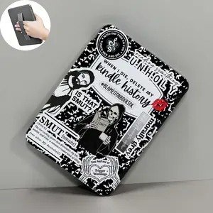 E-Reader Tablet Kindle Case with Holder - Slim PU Leather Cover for 6in, 6.8in, 7in Devices, Dark Aesthetics Design, Clear Soft Back, Auto Wake/Sleep, Light Durable Protection for Paperwhite 11th/12th Gen, Kindle 2022/2024