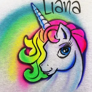 Airbrushed Unicorn T-shirt with Rainbow Mane