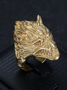Hip Hop Retro Domineering Wolf Head Ring, Stainless Steel Non Fading, Trendy and Personalized Men's Ring, Suitable for Daily Use, Party Accessories