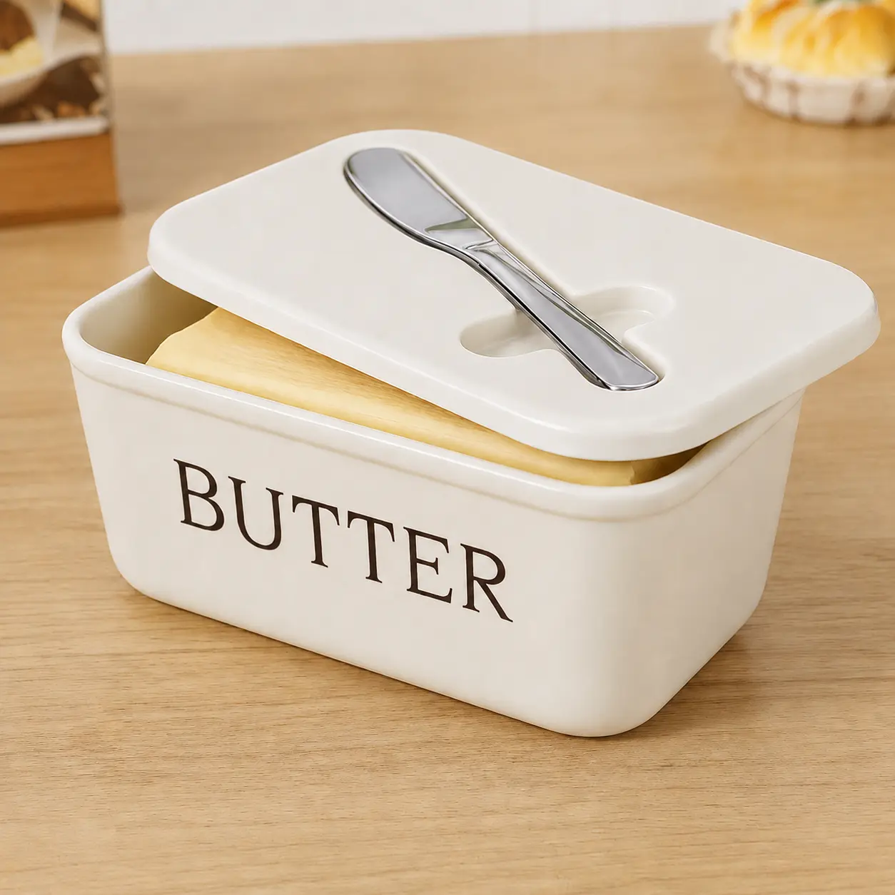 Leakproof Seal Covered Luxury Butter Dish Storage Set with Lid, Indoor Kitchen Baking Outdoor Camping Wedding Decoration & Holiday Gifting, Universal Refrigerator Butter Keeper Container, Smooth Washable Multi-Purpose Kitchen Supply