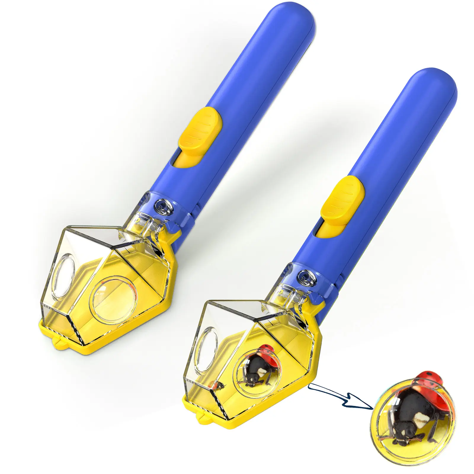 Kids Handheld Bug Catcher Toy - 6X Magnification, 1-Thumb Operated Escape-Proof Insect Collector, Odor-Free Safe ABS & Acrylic Material, Portable STEM Educational Toy for Backyard Camping, Boys Girls Ages 3-12, Blue