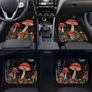Fashion Mushroom Print Car Floor Mats Set, Polyester Fiber Decorative Car Pads for Sedans and Suvs, Perfect Gift for Cars