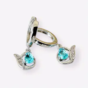 Hupgrades Lotus Earrings (Brass, white gold plated 0.6ct zircon)