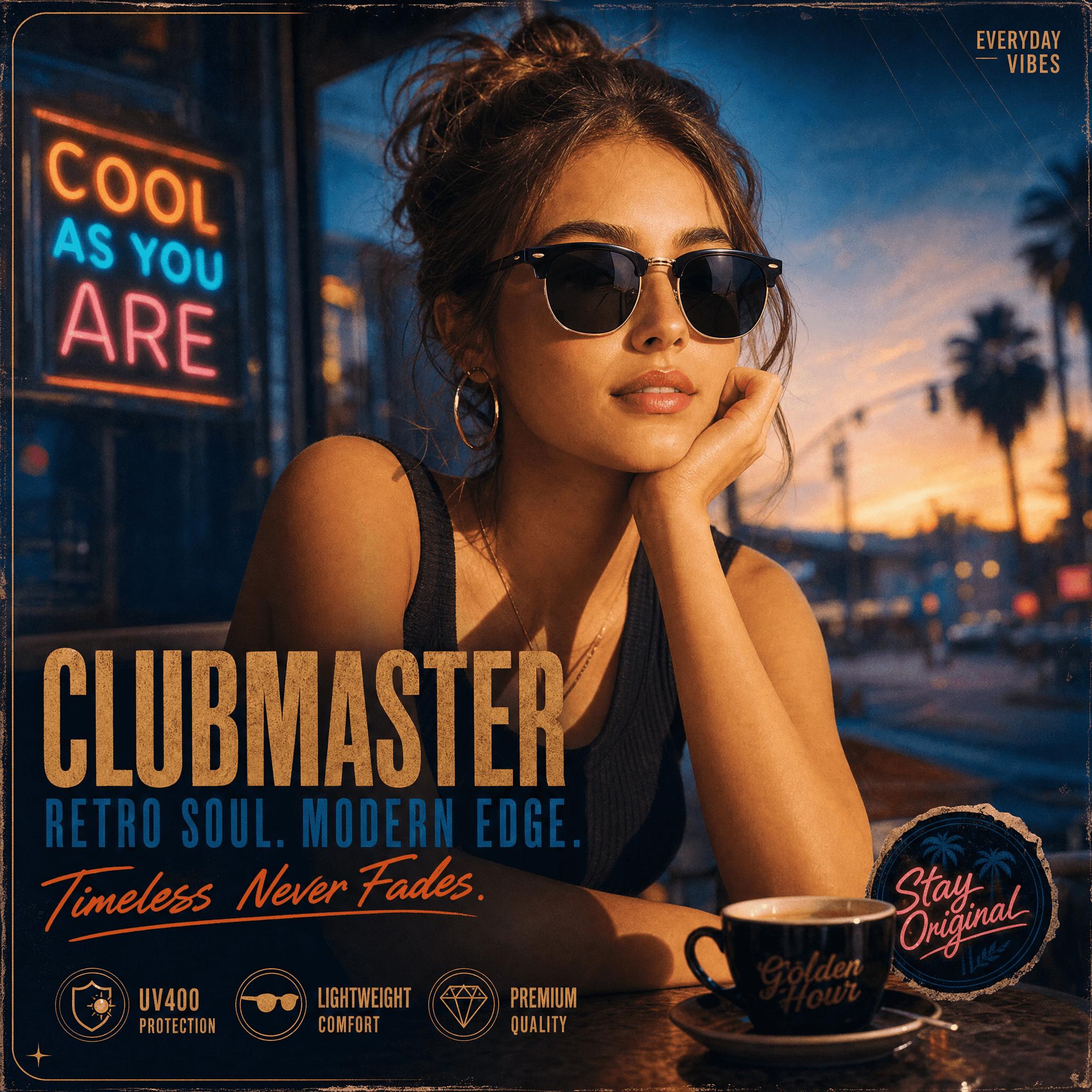 Iconic Clubmaster Sunglasses UV400 Certified, Lightweight,Universal Fit for All Face Shapes, Multiple Lens Options
