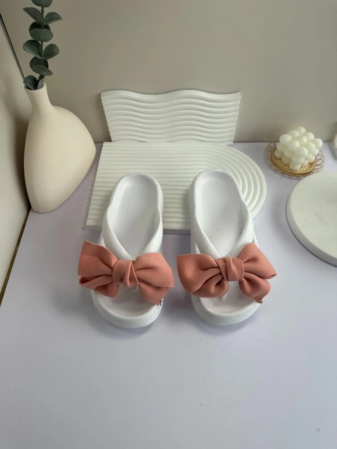 Women's Bowknot Decorated Slides, Casual Soft Comfortable Home Slippers, Non-slip Slippers for Indoor & Outdoor Wear, Walking Shoes, Bowknot Design Slides