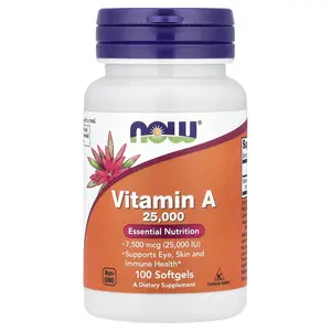 NOW Foods Vitamin A, 7,500 mcg (25,000 IU), 100 Softgels
