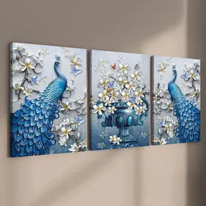 Wooden Framed Canvas Painting, 3 Counts/set Animals Pattern Wall Art, Modern Art, Perfect Living Room Decor, Home Decoration Poster, Room Mural, Office Poster, Modern Floral Paintings