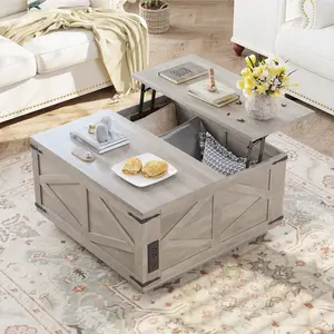 Jocoevol Square LED Floating Coffee Table 80*80*47cm  Gray
