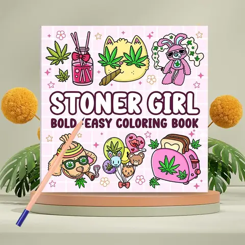 Stoner Girl Coloring Book, 20 Pages Creative Coloring & Graffiti Art Notebook, Illustration Adult Coloring Book for Friend Party, Group Activity, Coloring Book For Relaxation And Stress Relief, Coloring Gift Book