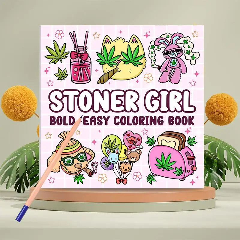 Stoner Girl Coloring Book, 1 Count 20 Pages Creative Coloring & Graffiti Art Notebook, Vibrant Illustration Adult Coloring Book for Friend Party & Rel