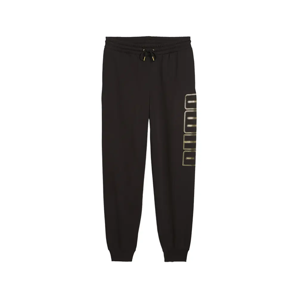 PUMA Womens Maximal Metallic Comfort Fleece Sweatpants Casual - Black