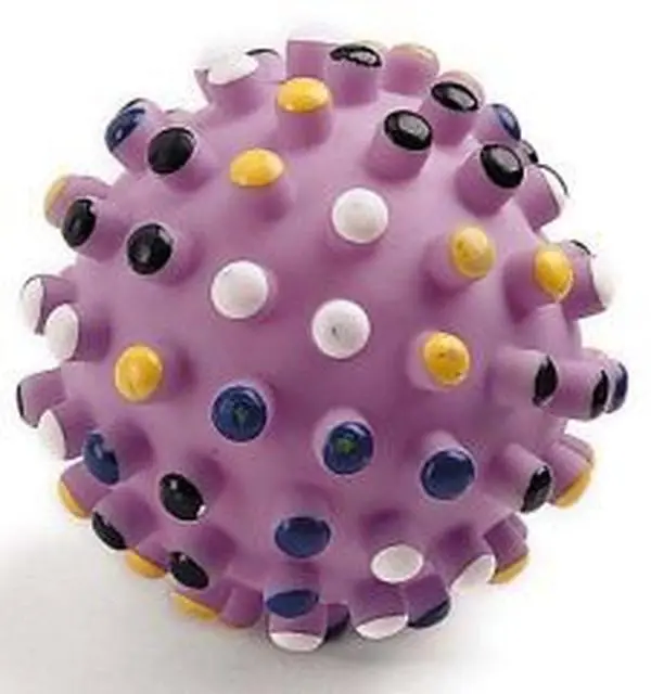 Ethical Products Cat Vinyl Gumdrop Ball - 5 in Diameter, Multi-Colors Tips, Gum Massage, Throwing & Chasing Toy - Model 3128