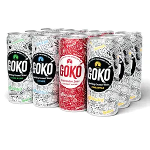 Goko -  Sparkling Caffeinated Coconut Water Energy Drink - 95mg Natural Caffeine - No Added Sugar - 80Cal Clean Energy - 12 Variety Pack Beverage Natural - Watermelon, Ginger & Lime, Pineapple and Lychee