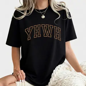 [100% Cotton] YHWH Shirt, Varsity YHWH Tee, Yahweh Shirt, Aesthetic Christian Tee, Jesus Apparel, Religious Outfit For Women, Christian Believer Gift Shirt, Bible Verse Tee, Comfort Cotton Unhinged Tee, Casual Women'S Tops, Overs T-Shirt For Men And Women