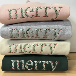 Embroidered "Merry" Sweatshirts for the family christmas sweatshirt trendy crewneck