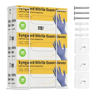 L Size Gloves Box Holder Glovesbox Wire Rack Dispenser for Gloves,Tissues Paper Towels Organizer - Mounting Accessories Included - Holds 3 boxes -  for Lab,  Service and