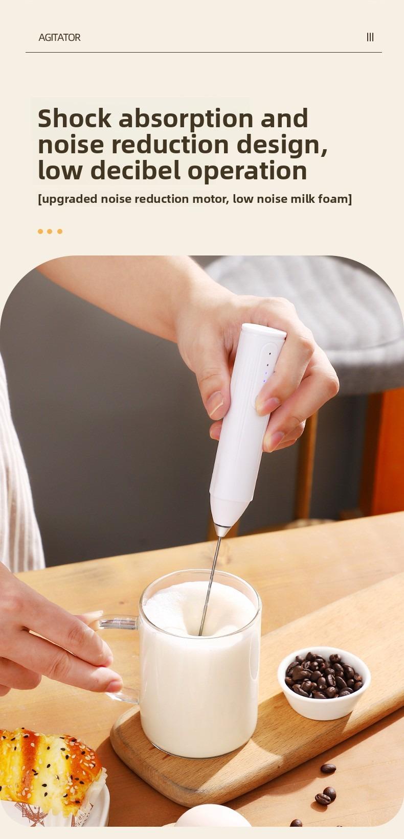 Electric Milk Frother Handheld with 3-Speed Adjustable Whisk, Fast Frothing Coffee Tools, Portable Wireless Foam Maker for Hot & Cold Drinks